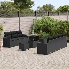 vidaXL Gartensofa-Set 10-tlg. Schwarz