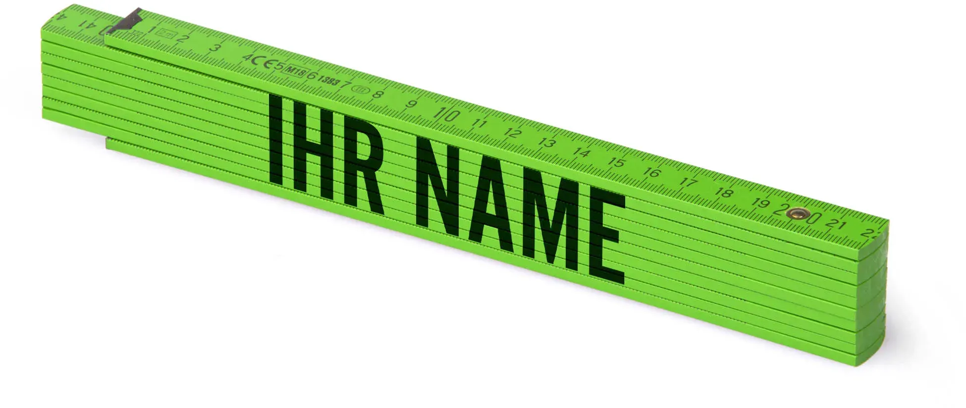 Personalisierter Farbiger Zollstock | Metrie 2m Block 52 | mit Namen Farbvarianten von Zollstöcken: Dunkelgrün - Pantone 369 C