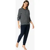 SCHIESSER Casual Essentials Pyjama Gestreift Nachtblau/Weiß S