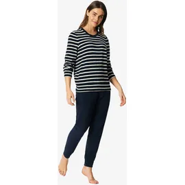 SCHIESSER Casual Essentials Pyjama Gestreift Nachtblau/Weiß S