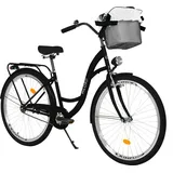 Milord Komfort Fahrrad Mit Korb Damenfahrrad, 26 Zoll, Schwarz, 1 Gang - Schwarz