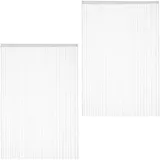 Relaxdays Fadenvorhang 2er Set, kürzbare Fadengardinen mit Stabtunnel, 145 x 245 cm, Türgardine & Raumteiler, weiß