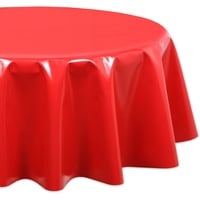 Wachstuchtischdecke OVAL RUND ECKIG Farbe u. Größe wählbar, Tischdecke Wachstuch abwischbar, Uni Einfarbig (Oval 140x230 cm, Rot)