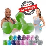 Miweba Sports Kurzhantel Gymnastikhanteln NKH100 - 9 Gewichtsklassen, (Anti-Rutsch-Oberfläche - Neopren - bodenschonend - Hexagon-Form - 8 Farben - Training - Krafttraining - Muskelaufbau - Fitness - Sport - Workout, 0,5 kg - 1 kg - 2 kg - 3 kg - 4 kg - 5 kg - 6 kg - 8 kg - 10 kg), Aerobic Hantel Set Kurzhantel Fitnesshanteln Gewichte grün 2 x 0,5 kg