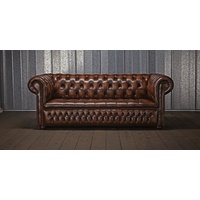 JVmoebel 3-Sitzer Chesterfield Polster Sofa Designer Garnitur 3 Sitz 100% Leder Sofort, Made in Europa braun