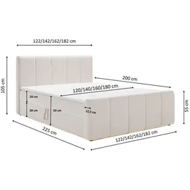 kaiser möbel Boxspringbett Berg mit Matratze, Stoff Komodo Beige, 140x200 cm Schlafzimmer, Betten, Boxspringbetten