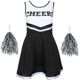 REDSTAR FANCY DRESS Cheerleader Kostüm Kinder mit High School Cheerleader Pompons – Halloween Kostüm Teenager Mädchen – Kinderkostüm Faschingskostüme Kinder, Karneval, Party