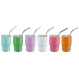 Wrtysully Mini-Schnapsglas mit Strohhalm, Sublimations-Doppelschicht-Metall, Süßes Schnapsglas-Set, 3 Oz, mit Deckel, Einfach zu Verwenden