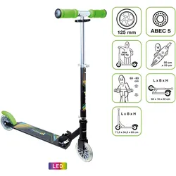 muuwmi Aluminium Scooter Neon 125 mm, mit Leuchtrollen EINHEITSGRÖSSE