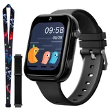 OKYUK T45 Smartwatch Kinder, 4G Kinder smartwatch, GPS Tracker Kinder,Armbanduhr Kinder Junge,kinderuhr mit Video Phone Call, Nachrichten, Schulmodus, SOS-Funktion, Kamera und Schrittzähler (Schwarz)