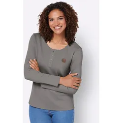 T-Shirt CASUAL LOOKS "Shirt", Damen, Gr. 38, grau, 95% Baumwolle, 5% Elasthan, unifarben, Rundhals, Langarm, Shirts