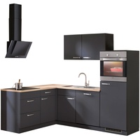 wiho Küchen Winkelküche »Michigan«, mit E-Geräten, 230 x 170 cm grau