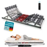 Schlaf Komfort LuxusPro – Elektrischer Lattenrost Teller, 7-Zonen Unterstützung, stufenlos verstellbar – Premium Liegekomfort, Ideal bei Rückenschmerzen – fertig montiert, Made in Germany, 120x200 cm