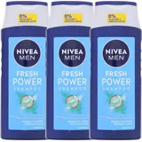 NIVEA 3 x NIVEA MEN Fresh Power Shampoo je 250ml pH-optimiert mit Menthol Erfrischt