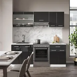 Vicco Küchenzeile R-Line, 200 cm ohne Arbeitsplatte Anthrazit Hochglanz/Weiß, & Küchenblöcke, Küchenzeilen Geräte