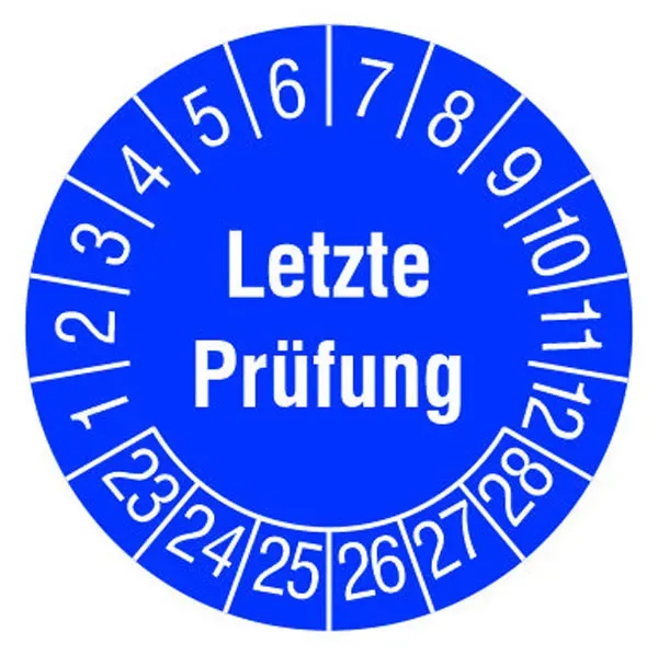 Prüfplaketten Blau, Letzte Prüfung, 108 Aufkleber