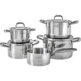 Johann Lafer Kochtopfset Pure, Silber, Glas, 5-teilig, 16 cm,20 cm,16 cm, 1,7 l,3,4 l,5,8 l,2,7 l,1,3 l, rund, Kochen, Töpfe, Topfsets