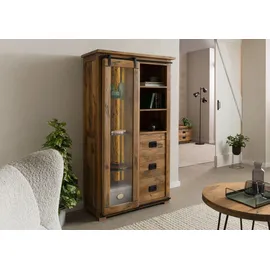 Massivmoebel24 Vitrine Mango 100 x 45 x 175 cm Natur
