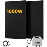 EcoFlow Balkonkraftwerk Set, 890/1000Wp Bifaziale Solarmodule, 800W Wechselrichter, Powerness - 2 x 500Wp Bifaziale Full Black(Als Solaranlage anzumelden) / ohne Speicher / Selbstabholung