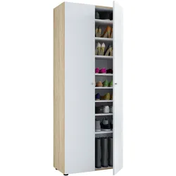 Vandol I Schuhschrank 2 Türen Sonoma-Eiche dekor,Weiß.
