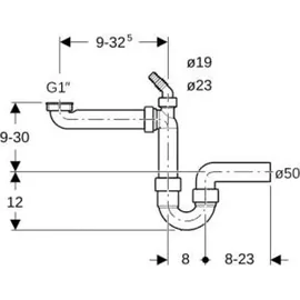 Geberit Rohrbogengeruchsverschluss Siphon 1 1/2" x 50 mm weiß