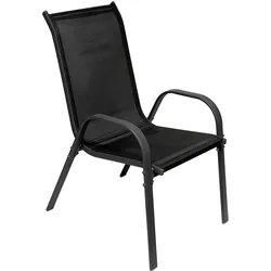 Garten Stapelstuhl Farbe Anthrazit - Schwarz Metall - Textil