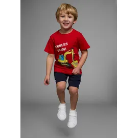 Kidsworld T-Shirt "Mit Bagger-Druck", Jungen, Gr. 92/98, rot, Single Jersey, Obermaterial: 100% Baumwolle, bedruckt, Basic, Shirts T-Shirt, Kurzarm, mit peppigem Druck, mit Rippbündchen am Ausschnitt