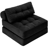 Klappbares Schlafsofa, 4-in-1-Wandelstuhlbett und Sitzsackcouch, platzsparendes Gästebett für kleine Wohnungen, Studentenwohnheime, Wohnzimmer und Schlafzimmer, keine Montage erforderlich (Schwarz)