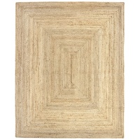 HAMID Jute Teppich, Alhambra Teppich Handgewebt 100% Naturfaser de Jute, Wohnzimmer, Schlafzimmer, Flurteppich, Farbe Natur (200x250cm)