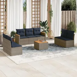 vidaXL Gartensofa-Set mit Kissen, grau, Polyrattan