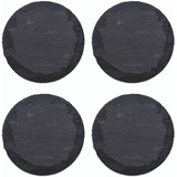 Novaliv 4x Schieferplatten I rund I 25x0,5 cm I Sushi Servier Set Servierplatte schwarz Steinplatte rund Slate Plate Käsebrett Runde Platte