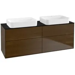 V&B Waschtischunterschrank Wandbeleuchtung Finion 160x60,3x50,1cm, Gl. bla m, wal veneer