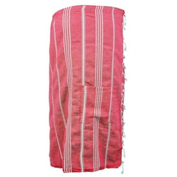 my Hamam Kilt Saunakilt für Damen, rot weiß, Langform, Material-Mix, Tasche, Klettverschluss, mit Gummibund & Klettverschluss rot