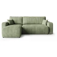 CORNERO Ecksofa mit schlaffunktion PARIS links hellgrün Cord Poso 47 - Schlaffunktion, Bettkasten - Grün