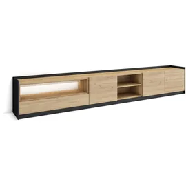 SKRAUT HOME Lowboard 310x50x37 cm Schwarz/Eiche Holzwerkstoff