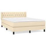 vidaXL Boxspringbett mit Matratze Creme 140x200 cm Stoff