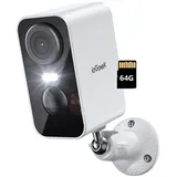 ieGeek Überwachungskamera 3MP Überwachungskamera Außen/InnenAkku (Aussen, Außen/Innen, Außenbereich, drinnen, 2K Kamera Überwachung Kabellos WLAN Aussen IP Kamera Outdoor, 1-tlg., mit PIR Bewegungsmelder 2-Wege-Audio Farbige Nachtsicht Wasserdicht, Cloud/Memory Card Storage Alex 2,4 GHz)