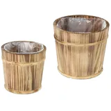 Relaxdays Holz Blumentopf 2-tlg. tannenholz natur
