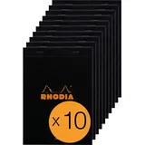 Rhodia 166009C 10 Notizblöcke N.16 A5 80 Blatt liniert mit Rand Schwarz