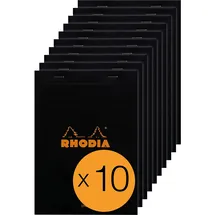 Rhodia 166009C 10 Notizblöcke N.16 A5 80 Blatt liniert mit Rand Schwarz