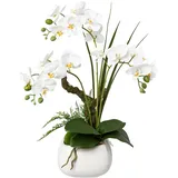 Creativ green Kunstorchidee CREATIV GREEN "Deko-Orchidee Phalaenopsis im Keramiktopf", weiß, B:20cm H:46cm L:20cm, Obermaterial: 95% Polyethylen, 5% Polyester, Kunstpflanzen