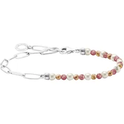 Armband THOMAS SABO "Perlen, A2099-350-7-L19" Gr. 19, silber (silberfarben, pink, natur, weiß, pink, natur), Armbänder, Damen, 19, Silber 925 (Sterlingsilber)-Perlen, Silber 925 (Sterlingsilber), Perlen, mit Jaspis - mit Süßwasserzuchtperle