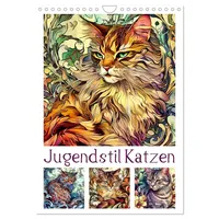 Calvendo Jugendstil Katzen (Wandkalender 2026 DIN A4 hoch), CALVENDO