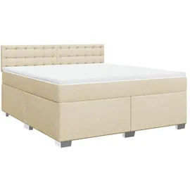 vidaXL Boxspringbett mit Matratze Creme 180x200 cm Stoff
