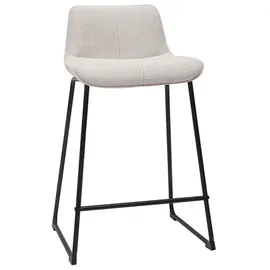 miliboo Barhocker in beigem Stoff mit Samteffekt und Metall H65 cm (2er-Set) BOOST