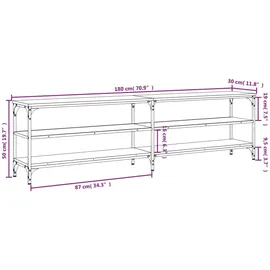 vidaXL TV-Schrank Braun Eiche 180x30x50 cm Holzwerkstoff und Metall
