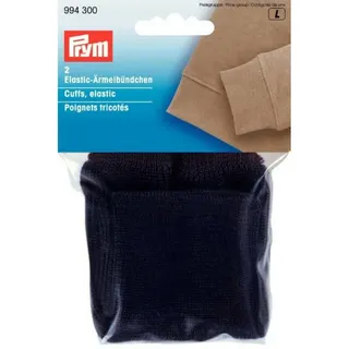 Prym 994300 Elastic-Ärmelbündchen schwarz, Polyester: 100%, Black, 2 Stück, 2