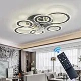 Caufloce LED Dc Deckenventilator Mit Beleuchtung Groß Reversibel Leise Deckenlampe Mit Ventilator 6 Gang Dimmbar Lampe Mit Deckenventilator Timer Für Wohnzimmer-white