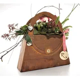 Rostikal | Edelrost Tasche zum befüllen, Rost Deko mit Laufsteg Look Gartendeko zum beflanzen | 41 cm