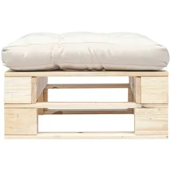 vidaXL Garten-Palettenhocker mit Sandfarbigem Kissen Holz Natur